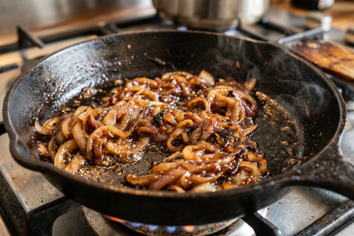 Caramelized onions on a pan