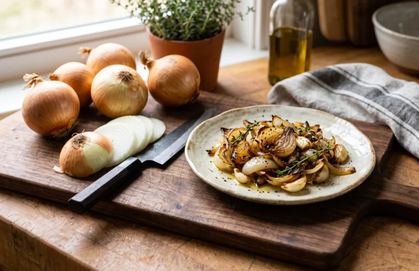Onions on the cutting board