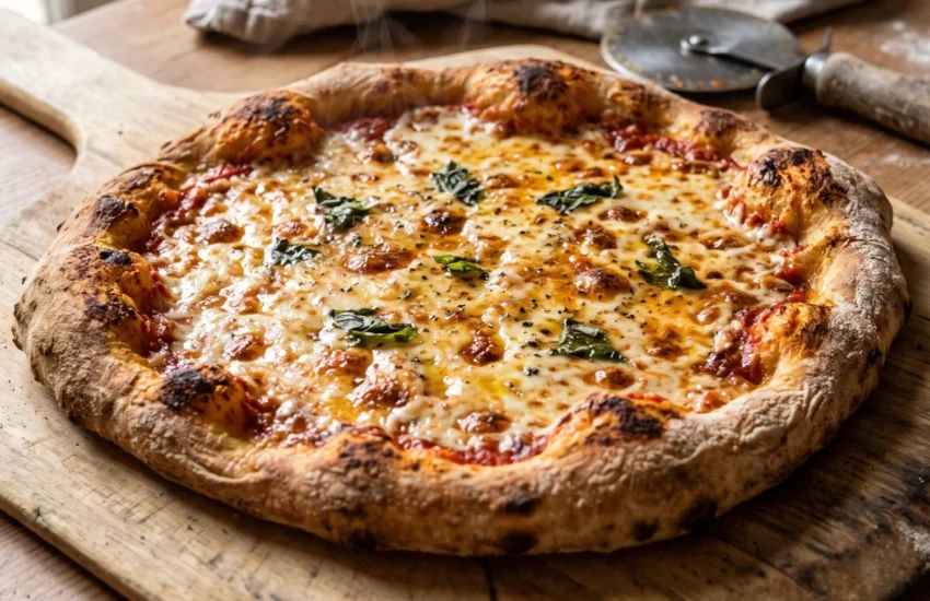 Homemade crispy-crust pizza