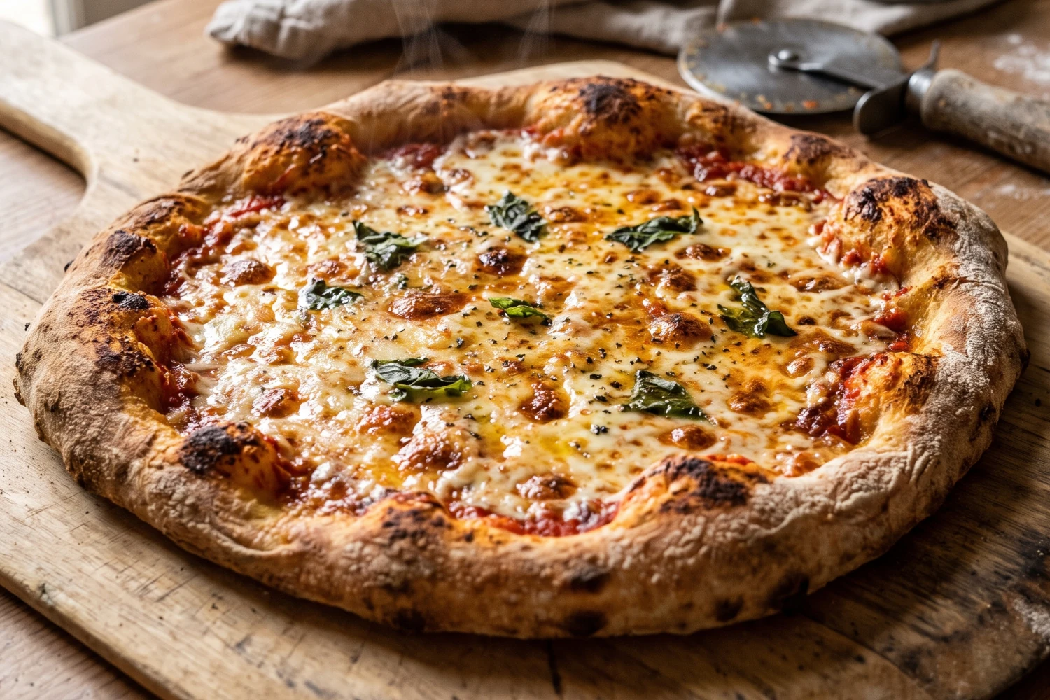 Homemade crispy-crust pizza