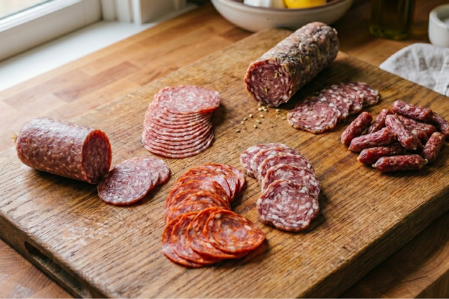 Different types of Italian salami