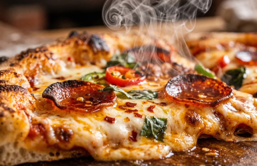 Freshly baked spicy pizza