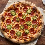 Pepperoni and jalapeño pizza